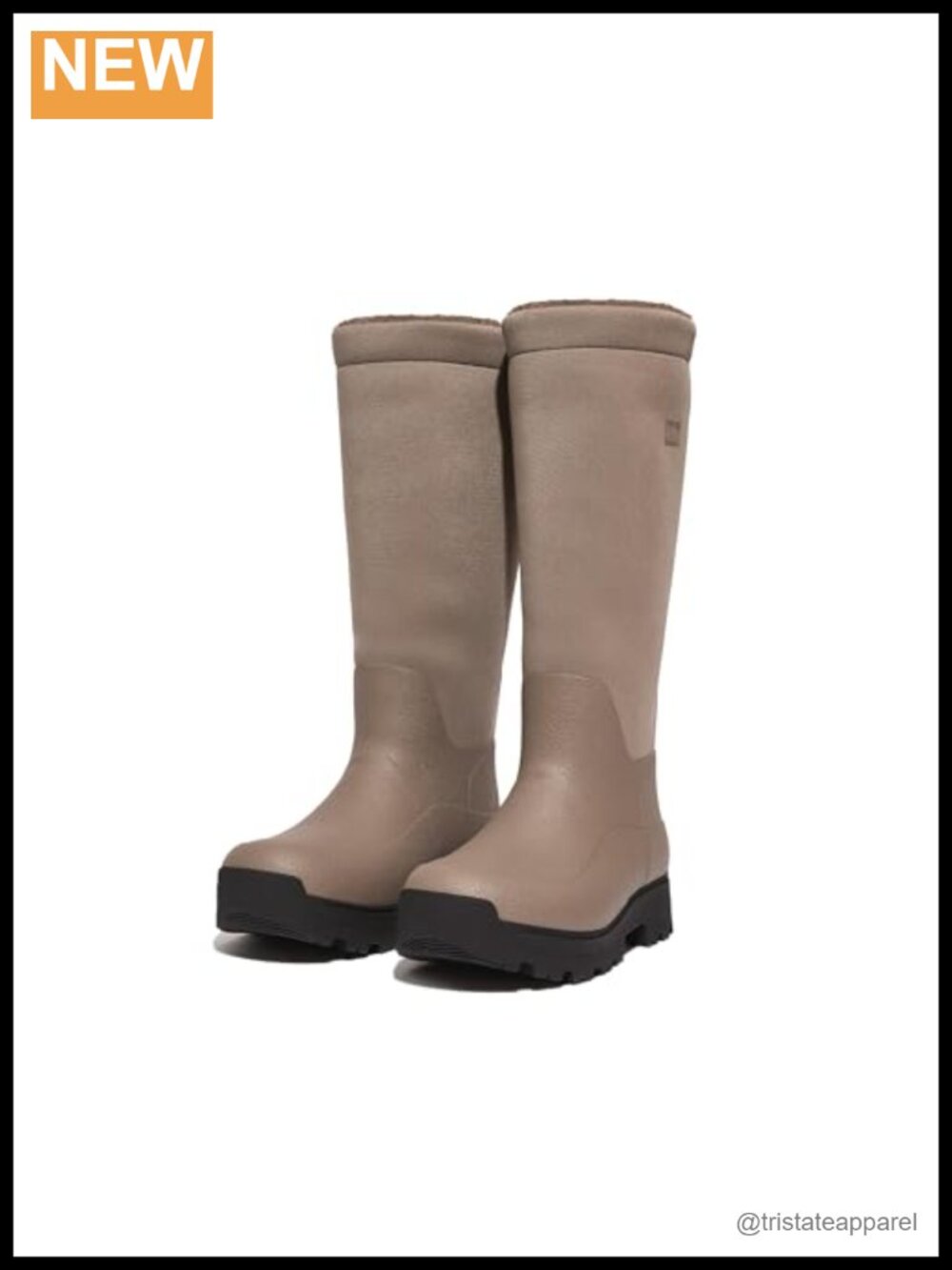Fleece-Lined Waterproof Rain Boots Mid-Calf Round Toe Natural Rubber EVA